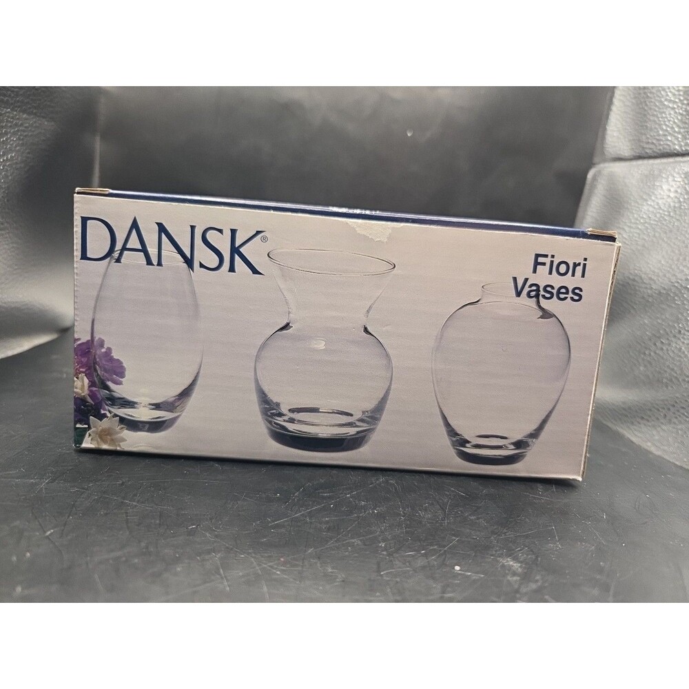 Dansk Fiori Set Of 3 Mini Clear Glass Vases Mixed Styles 3"